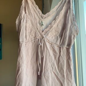 Free people light beige tank top. Boho lace size xs